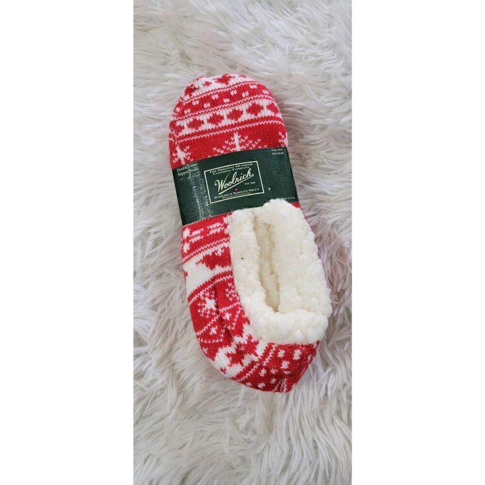 Woolrich Double Layer Slipper Socks with Aloe OSFM NEW With Tags